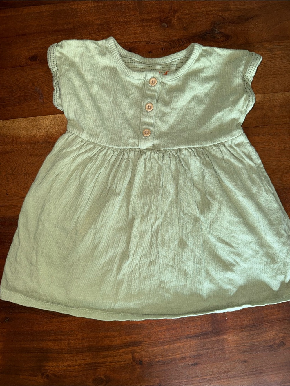 Cat & Jack Light Sage Green Button-Front Casual Dress